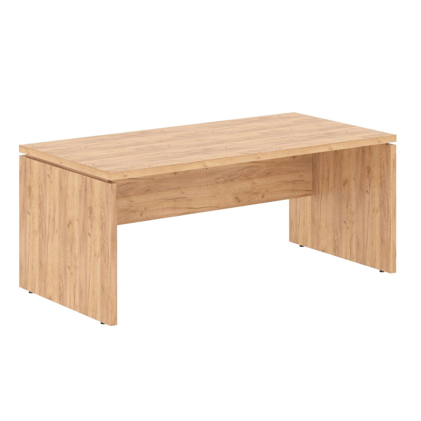 HIGH EXECUTIVE RECTANGULAR SHAPE DESK MADE IN E1 LAMINATE CHIPBOARD WITH GLOSSY ACRYLIC 3D 2MM EDGES, WOODEN MODESTY PANEL AND LEGS by Treejar | Souqify