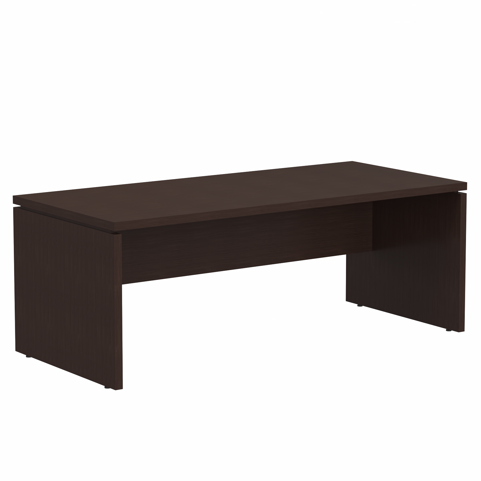 HIGH EXECUTIVE RECTANGULAR SHAPE DESK MADE IN E1 LAMINATE CHIPBOARD WITH GLOSSY ACRYLIC 3D 2MM EDGES, WOODEN MODESTY PANEL AND LEGS by Treejar | Souqify