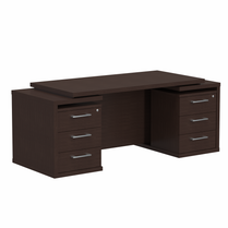 HIGH EXECUTIVE RECTANGULAR SHAPE DESK WITH TWO ATTACHED DRAWERS ON BOTH SIDES, MADE IN E1 LAMINATE CHIPBOARD WITH GLOSSY ACRYLIC 3D 2MM EDGES AND FULL WOODEN MODESTY PANEL by Treejar | Souqify