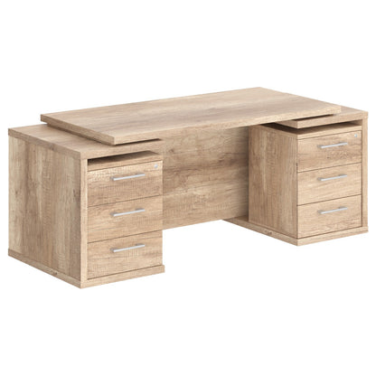 HIGH EXECUTIVE RECTANGULAR SHAPE DESK WITH TWO ATTACHED DRAWERS ON BOTH SIDES, MADE IN E1 LAMINATE CHIPBOARD WITH GLOSSY ACRYLIC 3D 2MM EDGES AND FULL WOODEN MODESTY PANEL by Treejar | Souqify