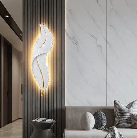 High Quality Led Wall Lamps Creative Modern Feather Design Indoor Led Wall Lamps Hotel Villa Project Decorative Resin Home White by Zhongsan | Souqify