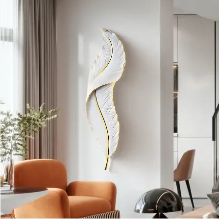 High Quality Led Wall Lamps Creative Modern Feather Design Indoor Led Wall Lamps Hotel Villa Project Decorative Resin Home White by Zhongsan | Souqify