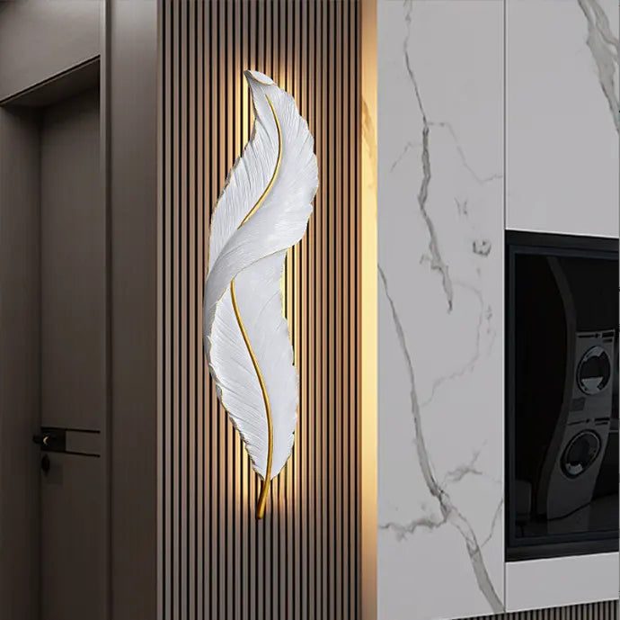 High Quality Led Wall Lamps Creative Modern Feather Design Indoor Led Wall Lamps Hotel Villa Project Decorative Resin Home White by Zhongsan | Souqify