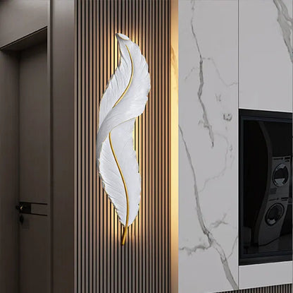 High Quality Led Wall Lamps Creative Modern Feather Design Indoor Led Wall Lamps Hotel Villa Project Decorative Resin Home White by Zhongsan | Souqify