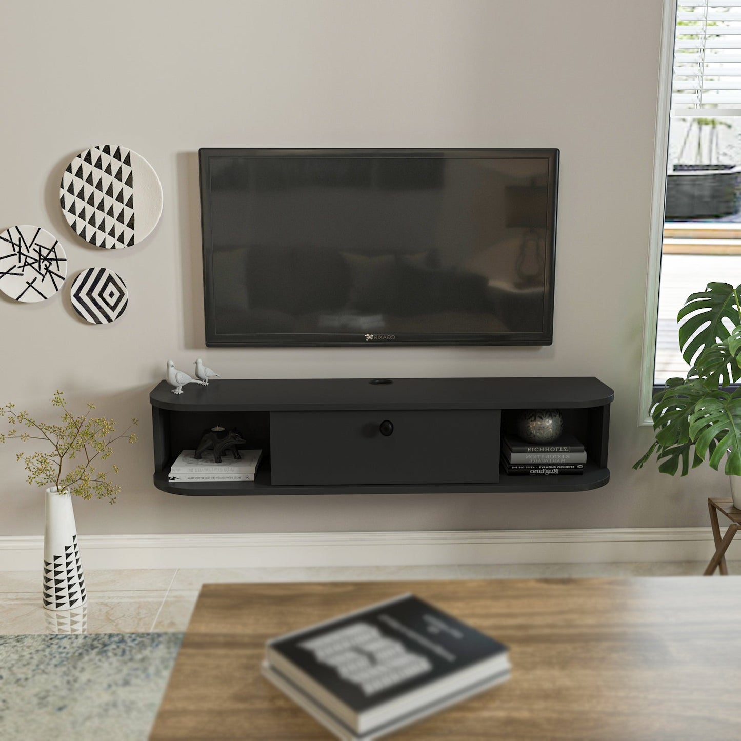 Ibarra 120 cm Asma TV Unit Antrasit by DECOROTIKA | Souqify