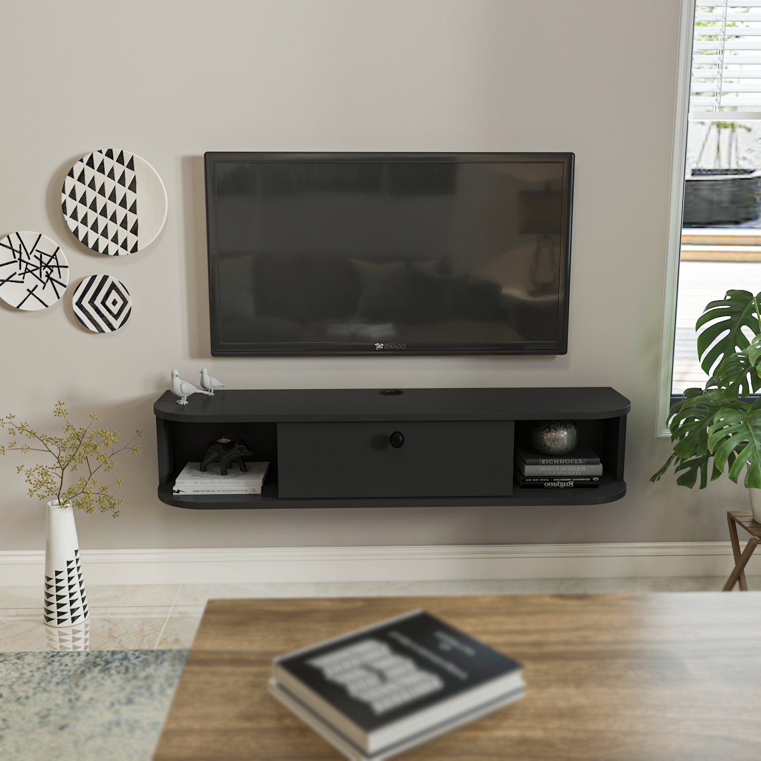 Ibarra 120 cm Asma TV Unit Antrasit by DECOROTIKA | Souqify