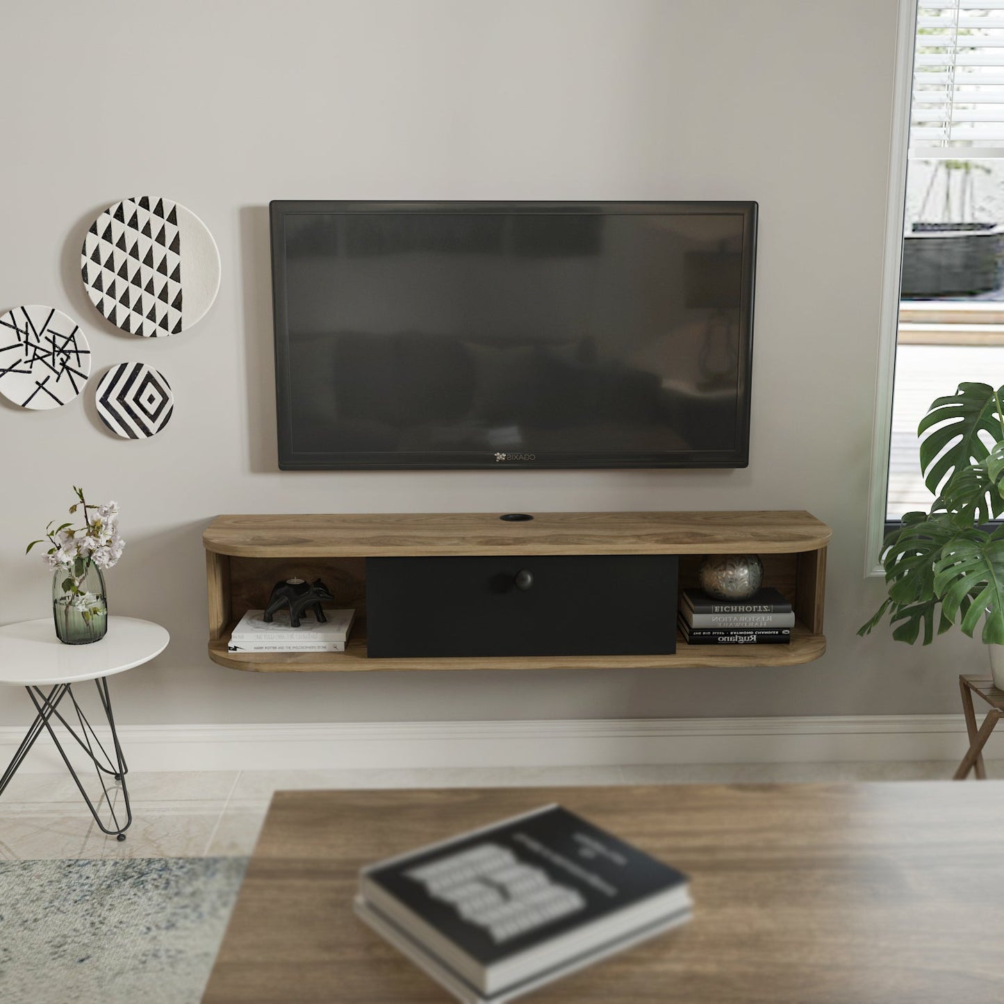 Ibarra 120 cm Asma TV Unit Ud Siyah by DECOROTIKA | Souqify