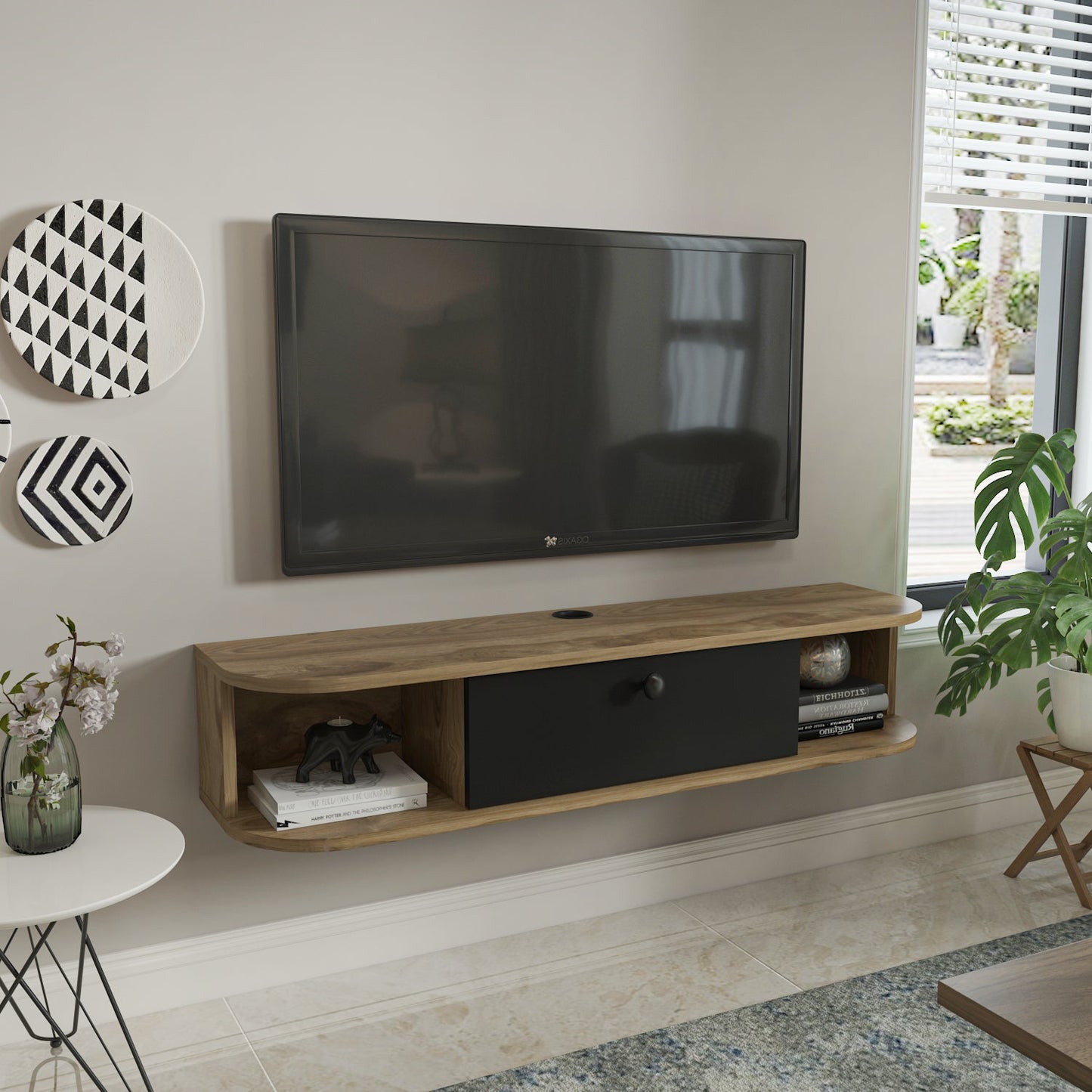 Ibarra 120 cm Asma TV Unit Ud Siyah by DECOROTIKA | Souqify