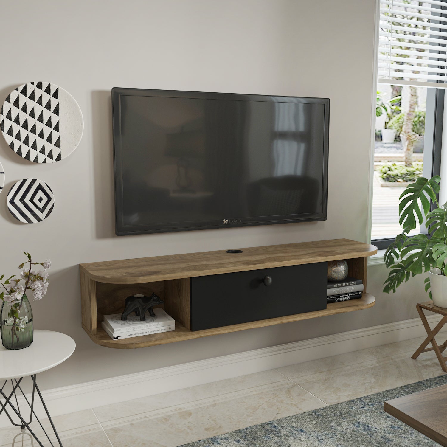 Ibarra 120 cm Asma TV Unit Ud Siyah by DECOROTIKA | Souqify