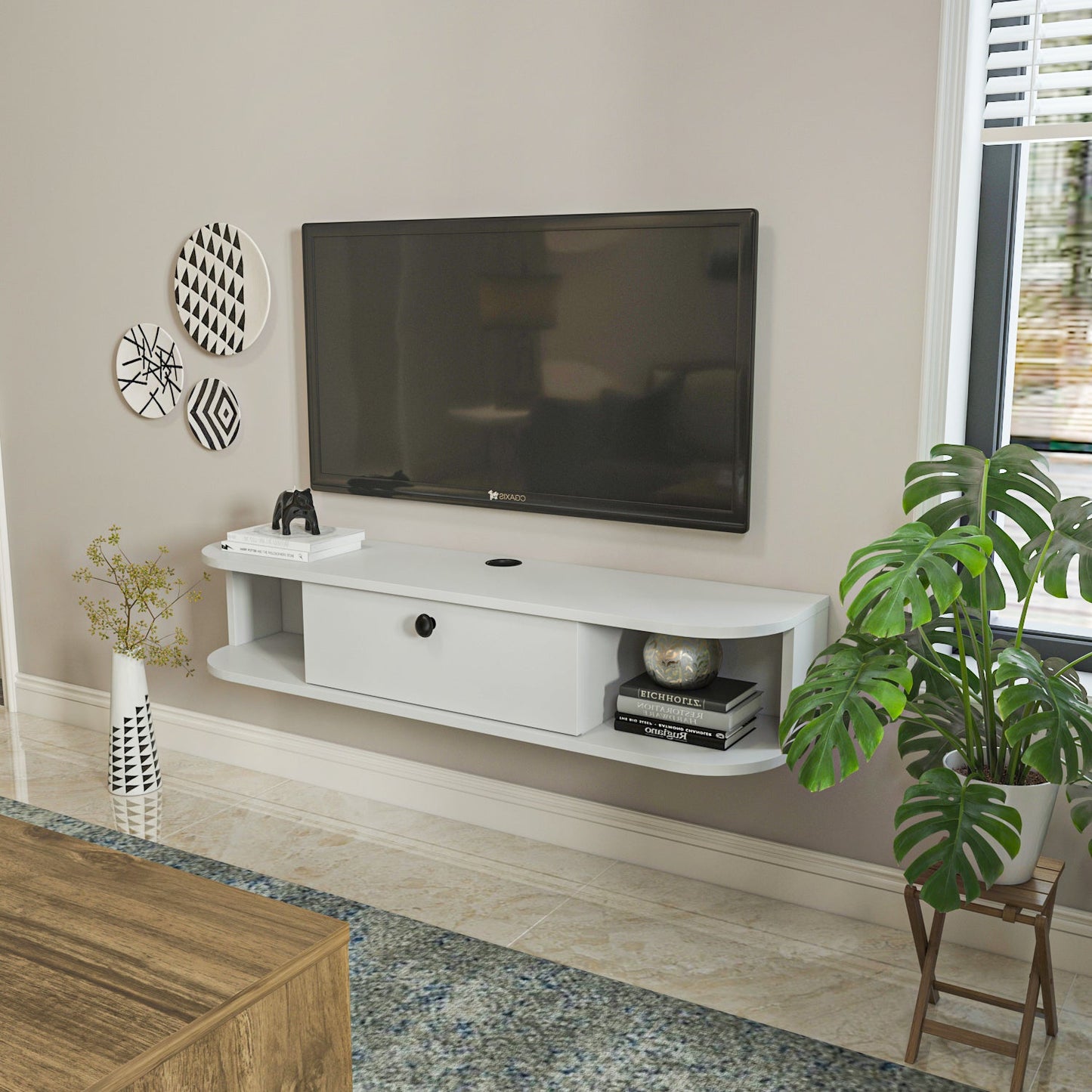 Ibarra 120 cm Asma TV Unit White by DECOROTIKA | Souqify