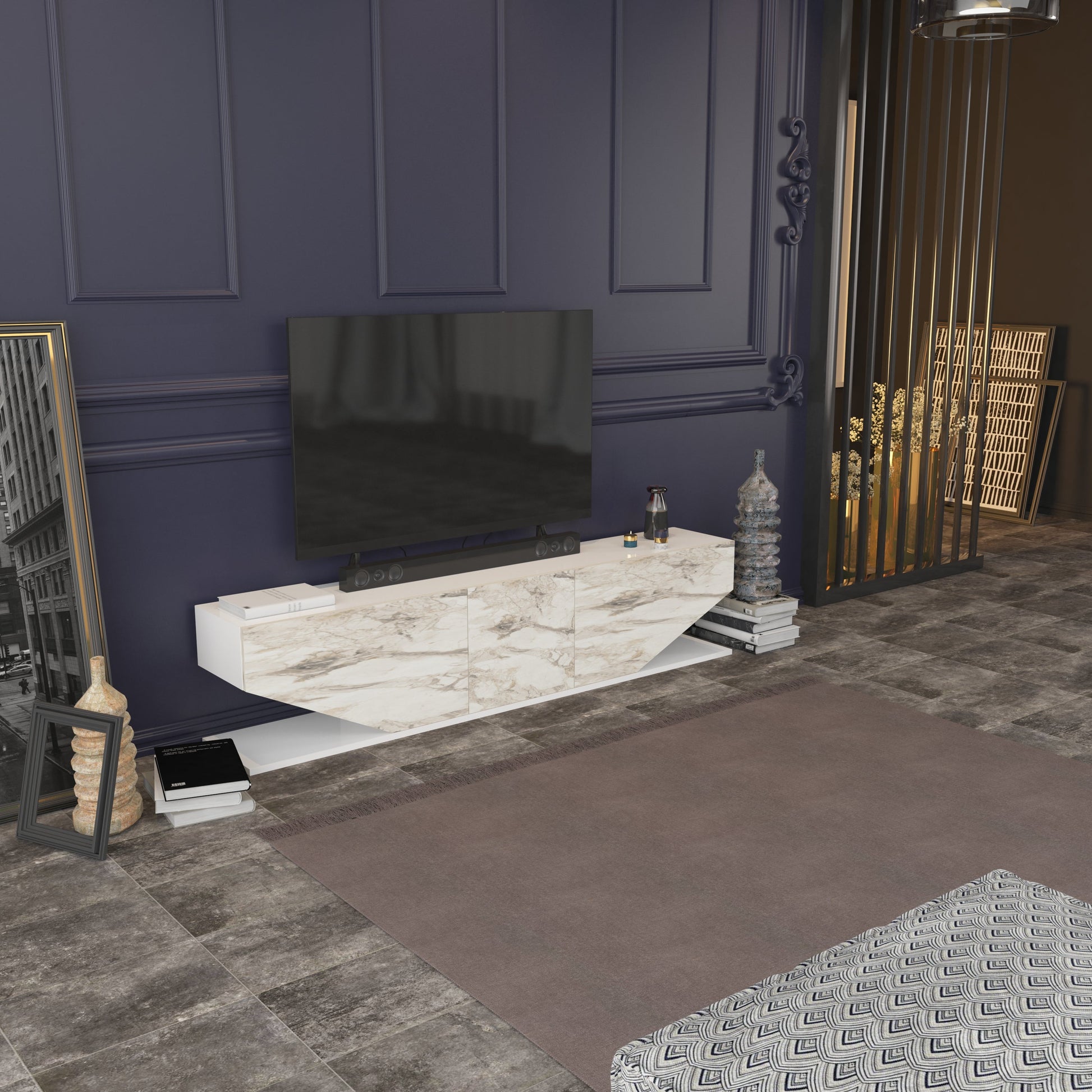Inci TV Unit White Ephesus by DECOROTIKA | Souqify