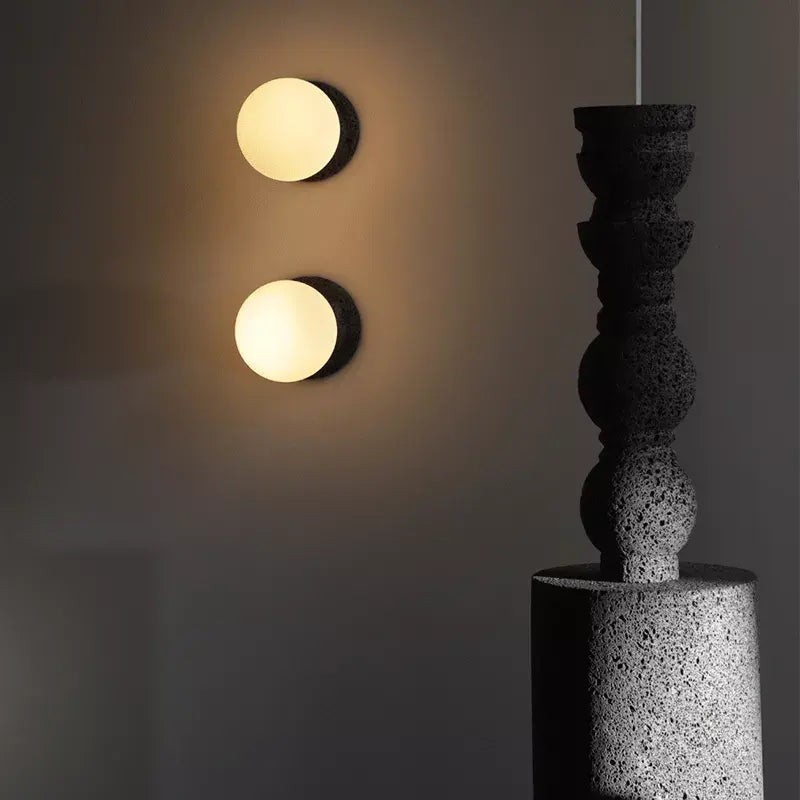 Indoor Nordic Double Ball Pendant Light Modern Glass Cement Globe Painted Finishes Ceiling Lamp Creative LED Hanging Chandelier by Zhongsan | Souqify