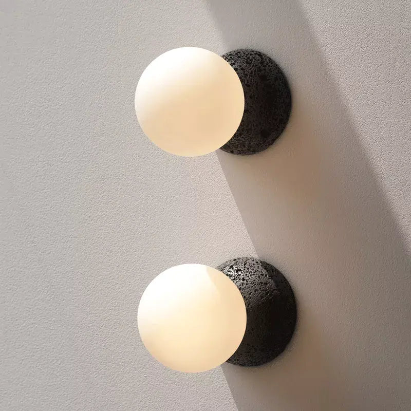 Indoor Nordic Double Ball Pendant Light Modern Glass Cement Globe Painted Finishes Ceiling Lamp Creative LED Hanging Chandelier by Zhongsan | Souqify