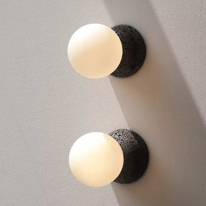 Indoor Nordic Double Ball Pendant Light Modern Glass Cement Globe Painted Finishes Ceiling Lamp Creative LED Hanging Chandelier by Zhongsan | Souqify