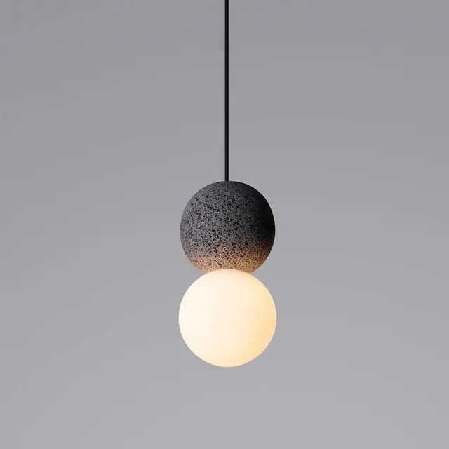 Indoor Nordic Double Ball Pendant Light Modern Glass Cement Globe Painted Finishes Ceiling Lamp Creative LED Hanging Chandelier by Zhongsan | Souqify