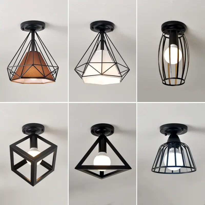 Industrial style retro small iron frame ceiling lamp aisle lamp porch balcony staircase small ceiling lamp by Zhongsan | Souqify
