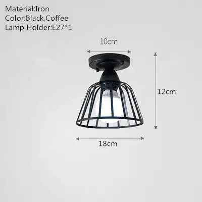 Industrial style retro small iron frame ceiling lamp aisle lamp porch balcony staircase small ceiling lamp by Zhongsan | Souqify