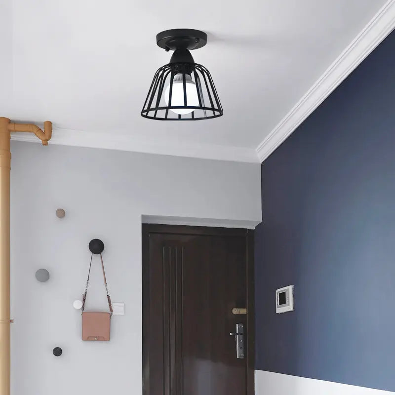 Industrial style retro small iron frame ceiling lamp aisle lamp porch balcony staircase small ceiling lamp by Zhongsan | Souqify