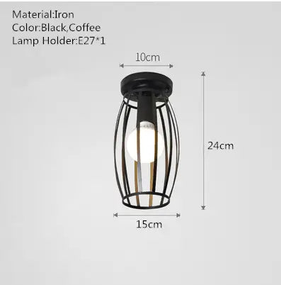 Industrial style retro small iron frame ceiling lamp aisle lamp porch balcony staircase small ceiling lamp by Zhongsan | Souqify