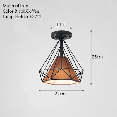 Industrial style retro small iron frame ceiling lamp aisle lamp porch balcony staircase small ceiling lamp by Zhongsan | Souqify