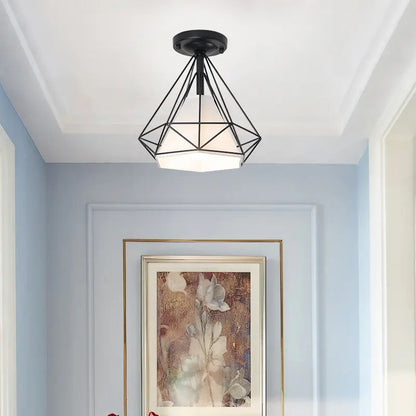 Industrial style retro small iron frame ceiling lamp aisle lamp porch balcony staircase small ceiling lamp by Zhongsan | Souqify