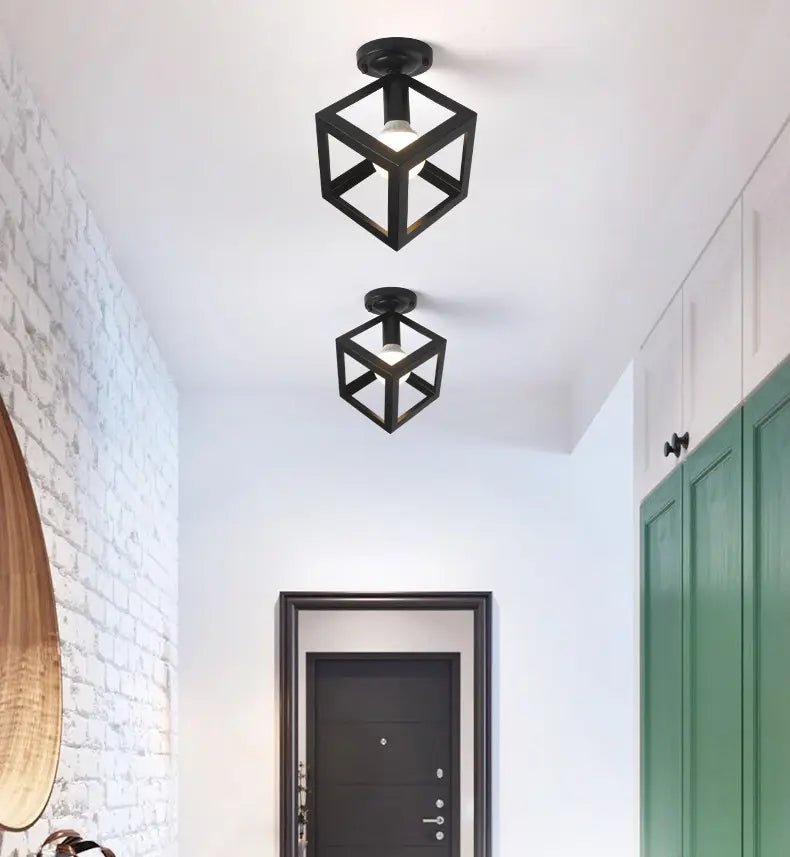 Industrial style retro small iron frame ceiling lamp aisle lamp porch balcony staircase small ceiling lamp by Zhongsan | Souqify