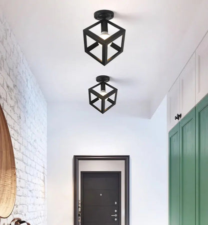 Industrial style retro small iron frame ceiling lamp aisle lamp porch balcony staircase small ceiling lamp by Zhongsan | Souqify