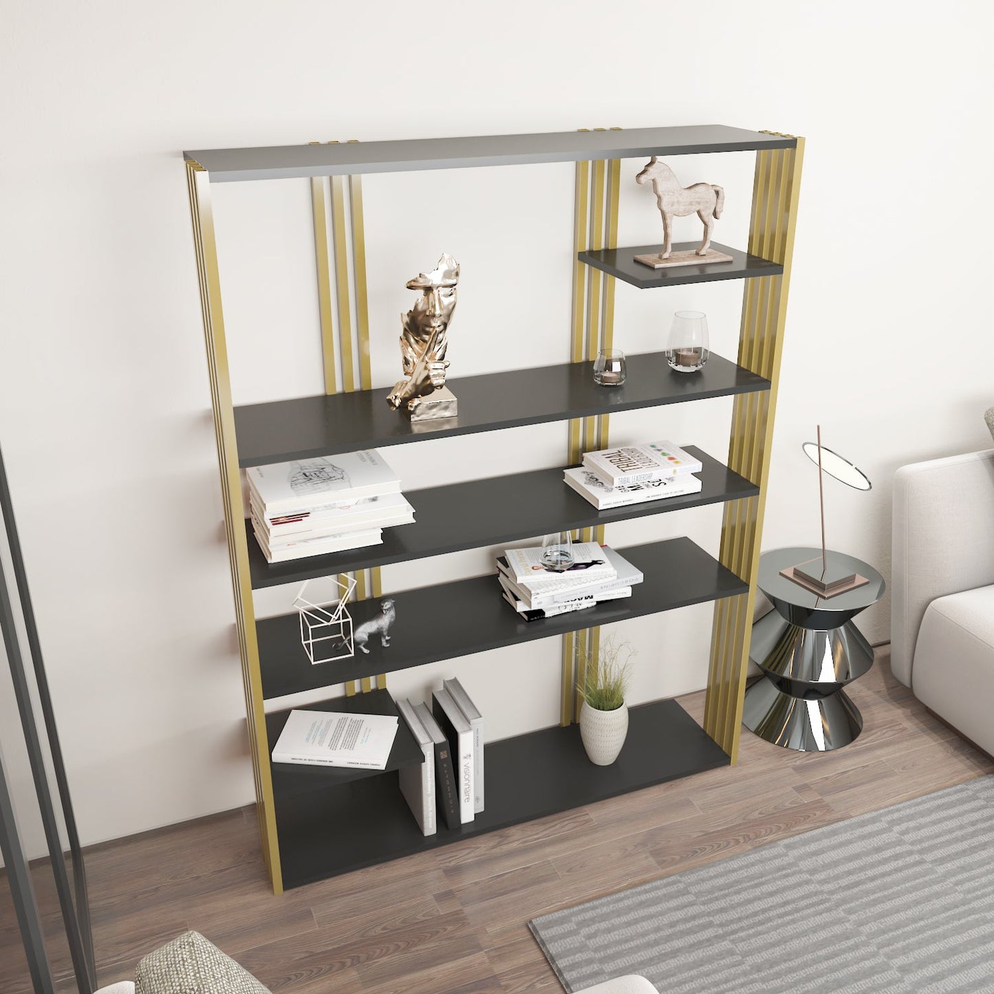 Jeni Kitaplk Gri -Gold Demir by DECOROTIKA | Souqify