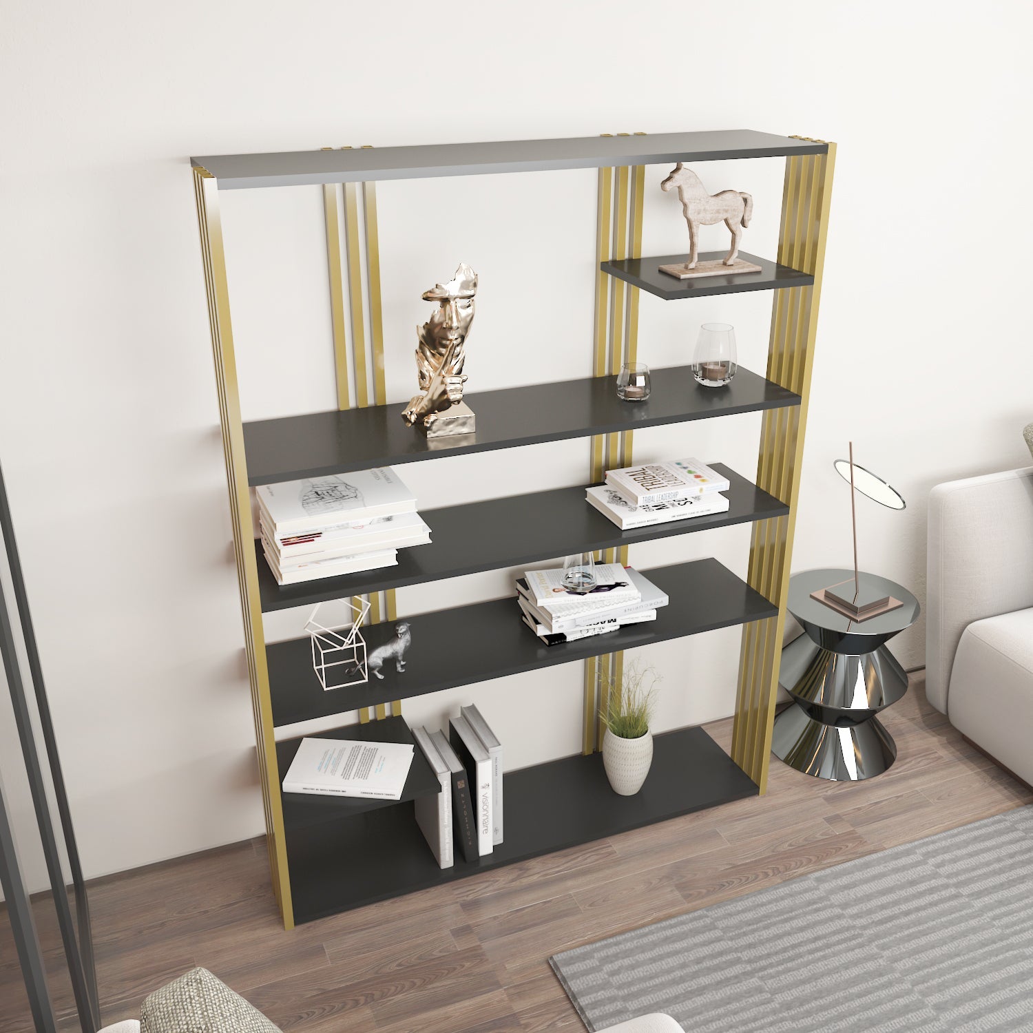 Jeni Kitaplk Gri -Gold Demir by DECOROTIKA | Souqify
