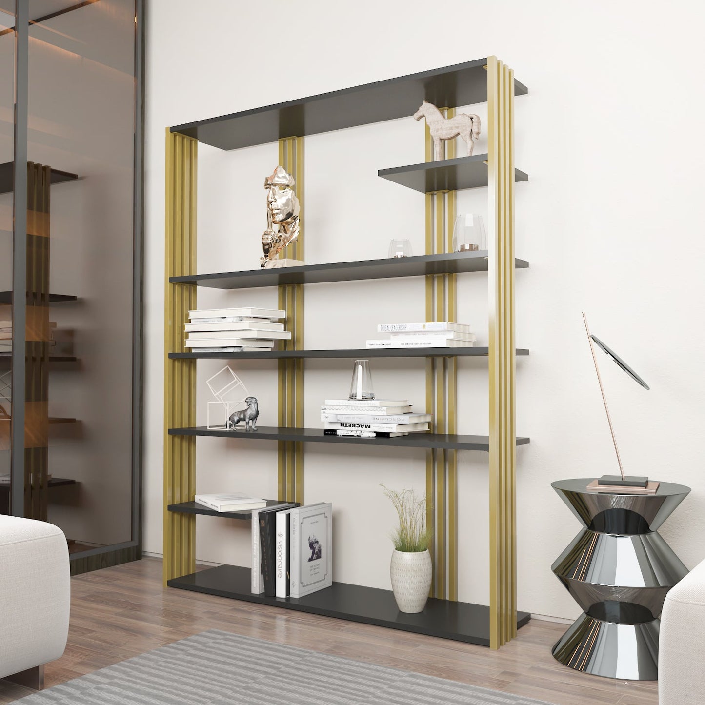 Jeni Kitaplk Gri -Gold Demir by DECOROTIKA | Souqify