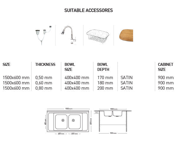 K006 MAY SERIES DOUBLE BOWLS KITCHEN SINK by Maykromluks | Souqify
