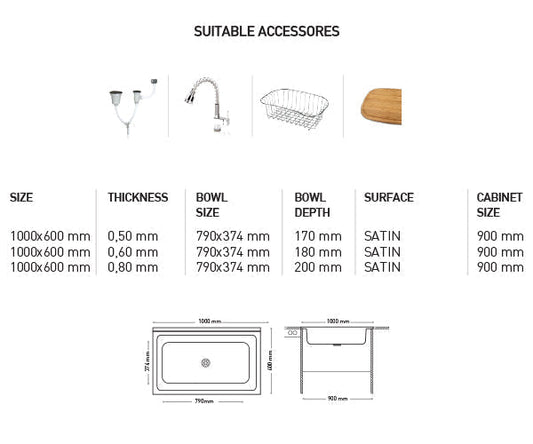 K008 MAY SERIES SINGLE BOWL KITCHEN SINK by Maykromluks | Souqify