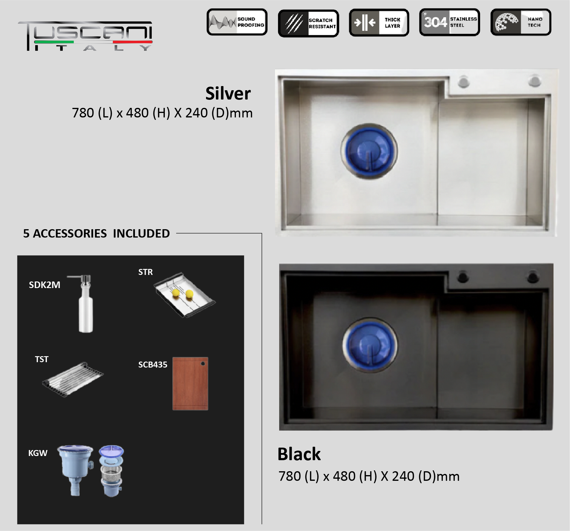 K7848NS | K7848NB - Under-Mount Use Kitchen Sink by TUSCANI | Souqify
