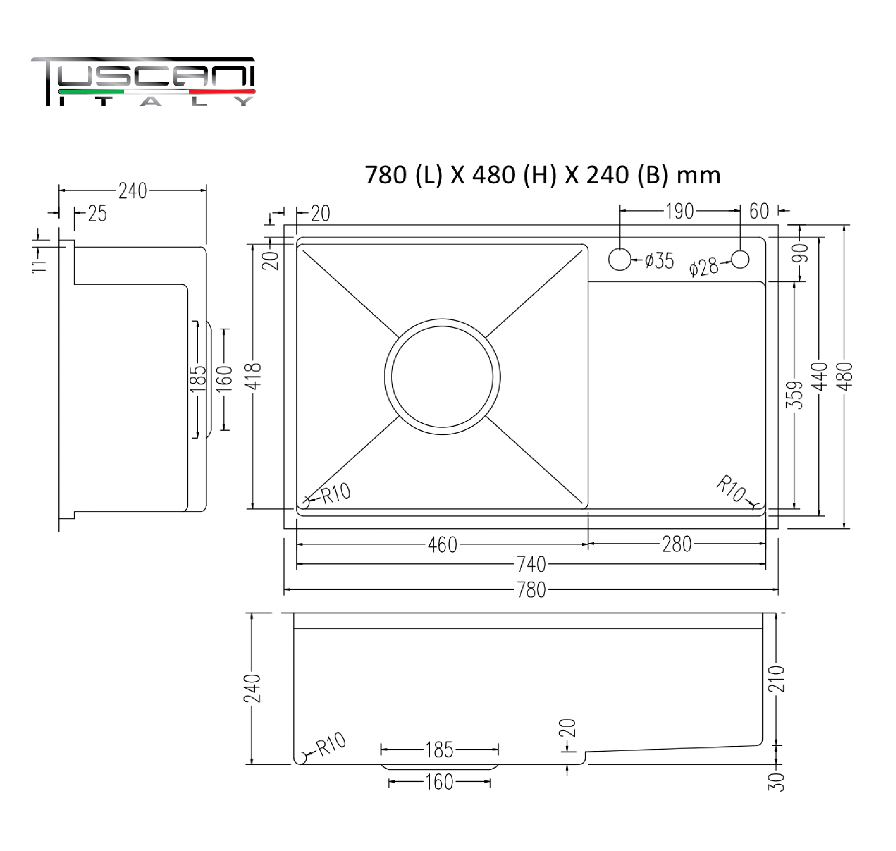 K7848NS | K7848NB - Under-Mount Use Kitchen Sink by TUSCANI | Souqify