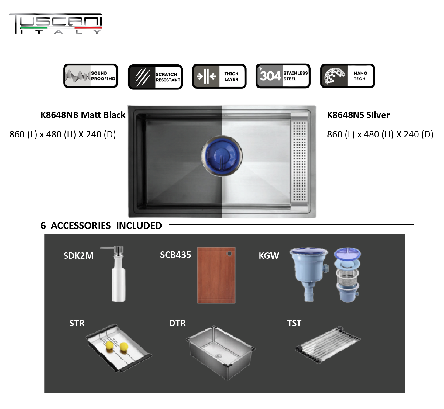 K8648NS Set - Top & Under-Mount Use Kitchen Sink by TUSCANI | Souqify