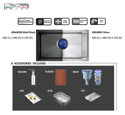K8648NS Set - Top & Under-Mount Use Kitchen Sink by TUSCANI | Souqify