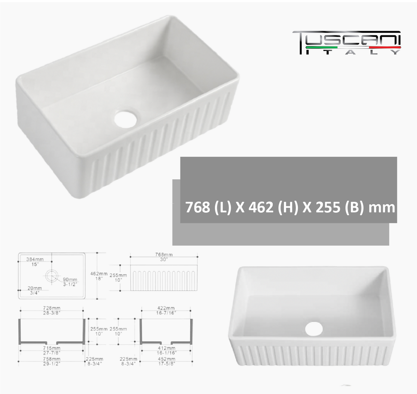 KS2418 | KS3018 - Farmhouse Kitchen Sink by TUSCANI | Souqify