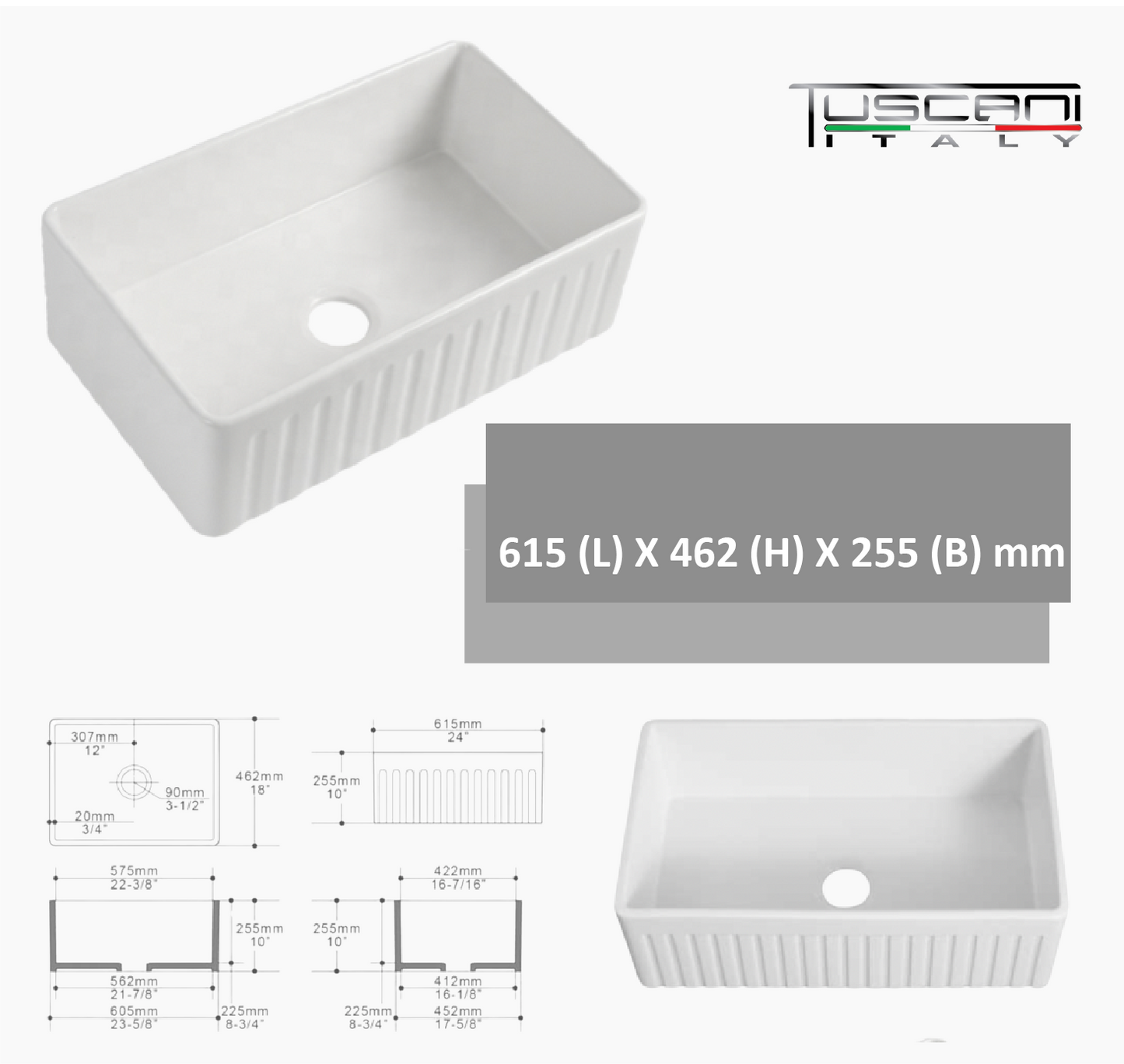 KS2418 | KS3018 - Farmhouse Kitchen Sink by TUSCANI | Souqify