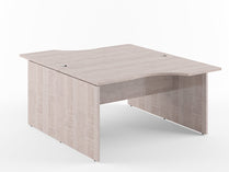 L SHAPE CLUSTER OF 02 WORKSTATION, MADE IN E1 LAMINATE CHIPBOPARD, WITH WOODEN MODESTY PANEL AND LEGS by Treejar | Souqify