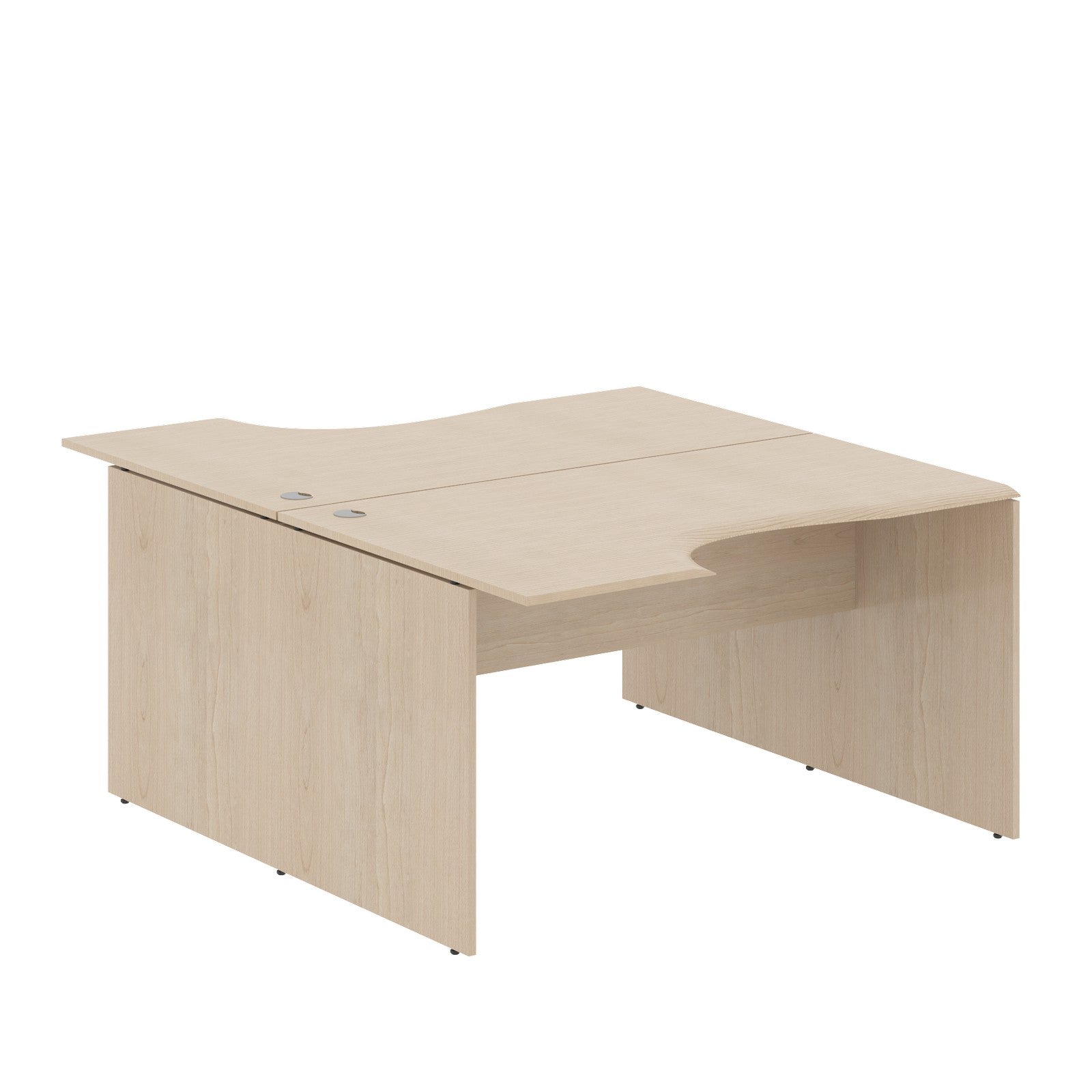 L SHAPE CLUSTER OF 02 WORKSTATION, MADE IN E1 LAMINATE CHIPBOPARD, WITH WOODEN MODESTY PANEL AND LEGS by Treejar | Souqify