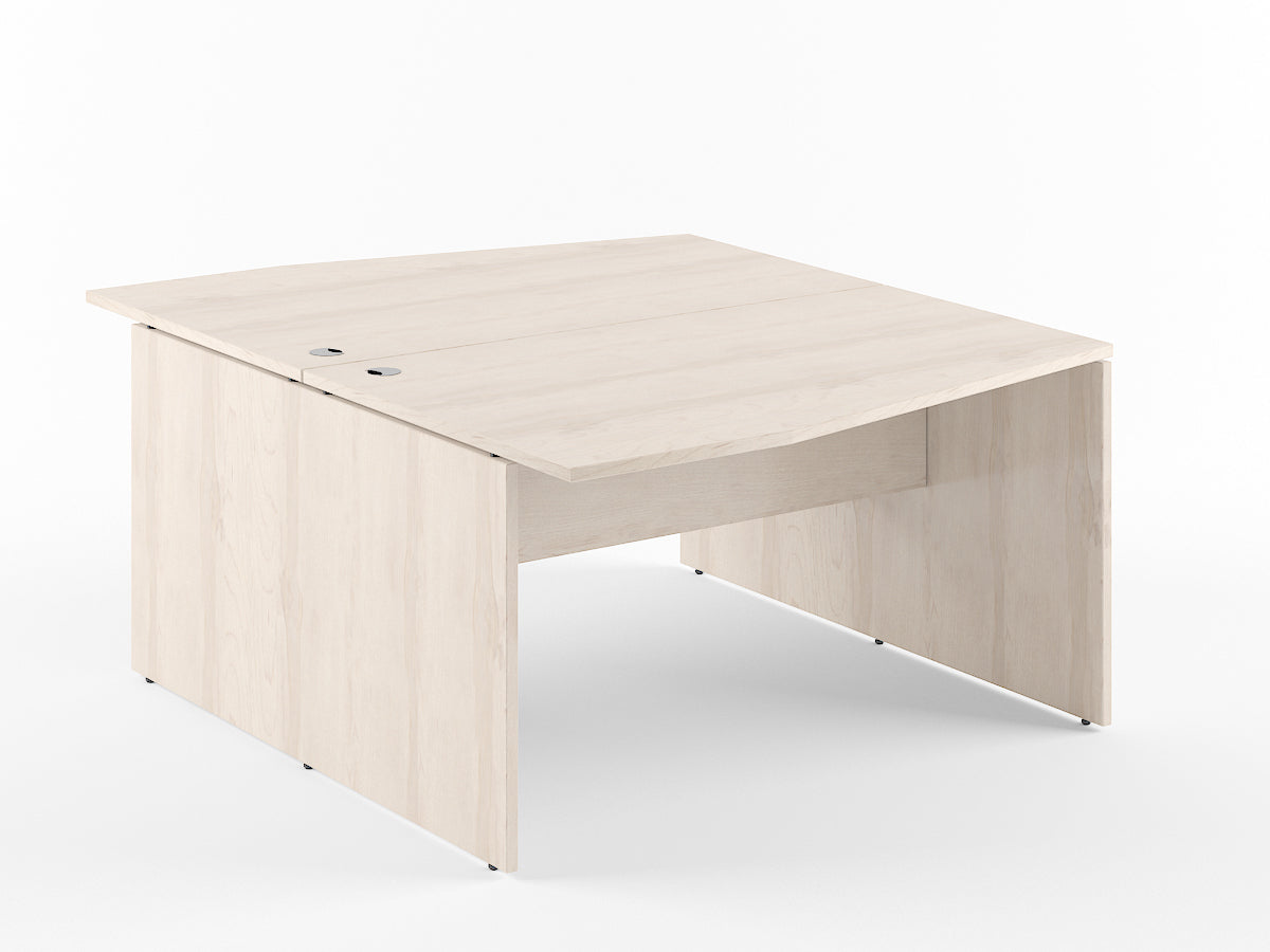 L SHAPE CLUSTER OF 02 WORKSTATION, MADE IN E1 LAMINATE CHIPBOPARD, WITH WOODEN MODESTY PANEL AND LEGS by Treejar | Souqify