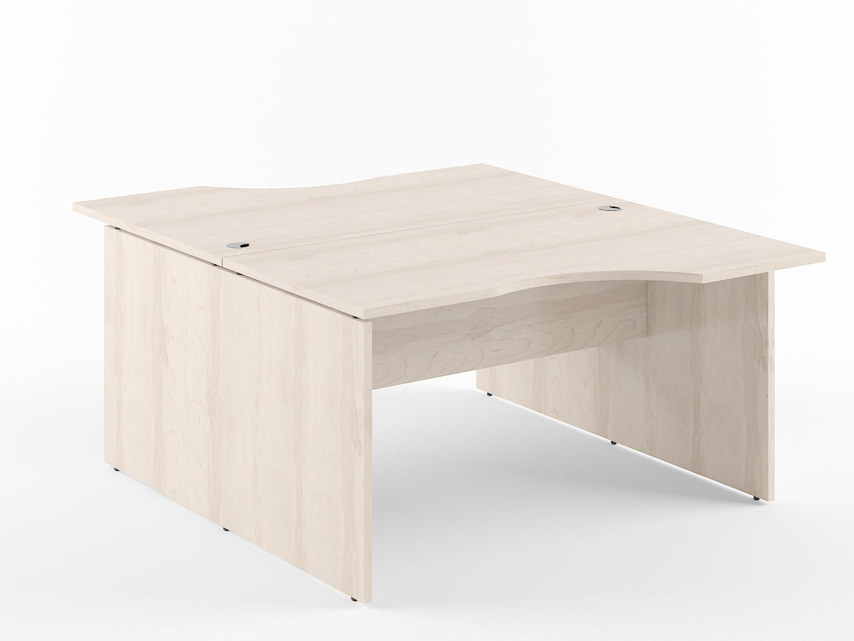 L SHAPE CLUSTER OF 02 WORKSTATION, MADE IN E1 LAMINATE CHIPBOPARD, WITH WOODEN MODESTY PANEL AND LEGS by Treejar | Souqify