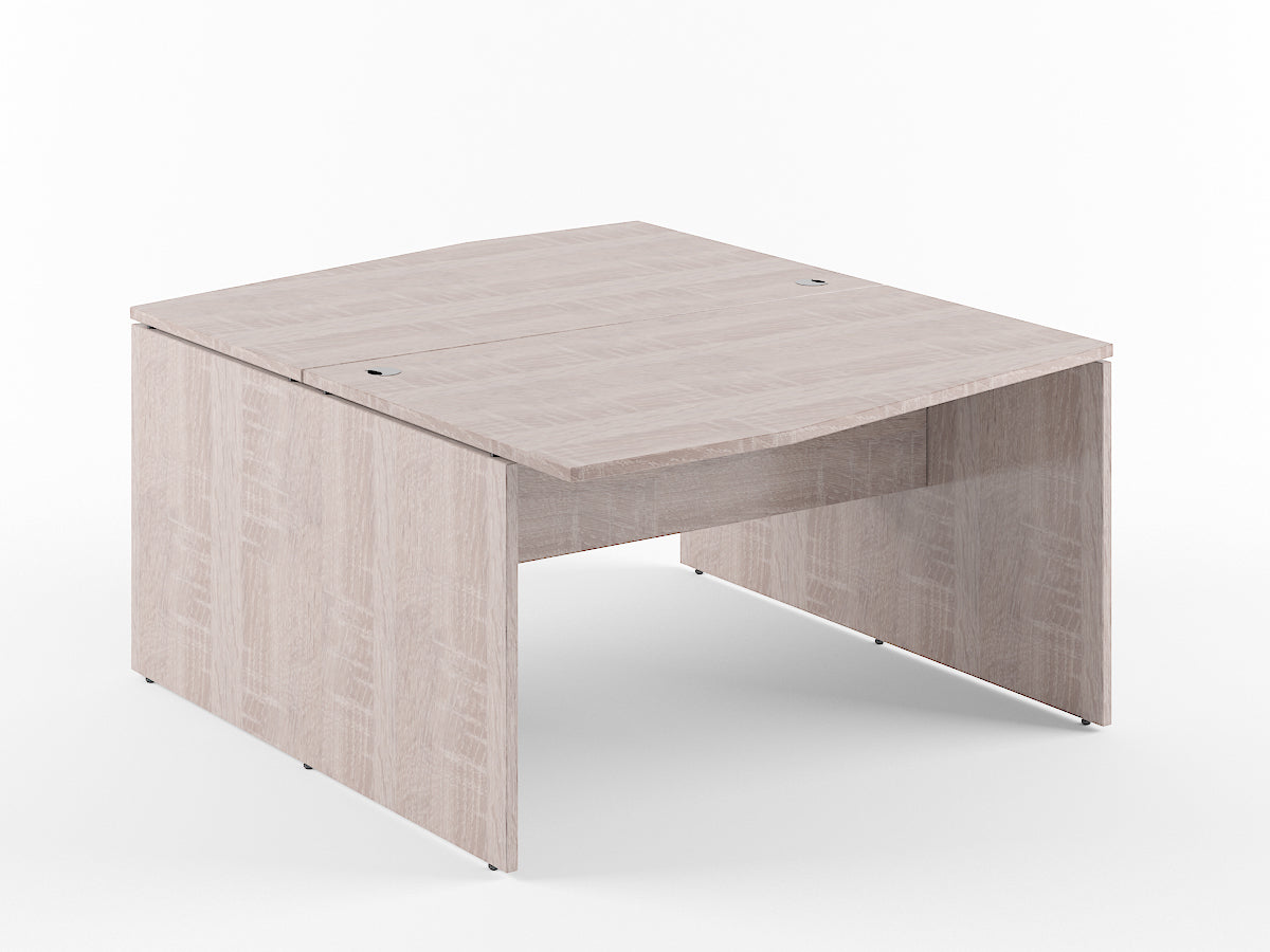 L SHAPE CLUSTER OF 02 WORKSTATION, MADE IN E1 LAMINATE CHIPBOPARD, WITH WOODEN MODESTY PANEL AND LEGS by Treejar | Souqify