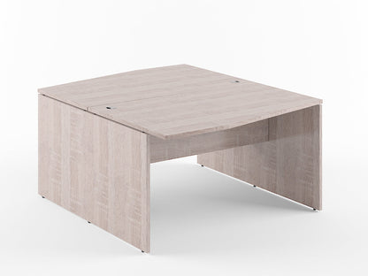 L SHAPE CLUSTER OF 02 WORKSTATION, MADE IN E1 LAMINATE CHIPBOPARD, WITH WOODEN MODESTY PANEL AND LEGS by Treejar | Souqify