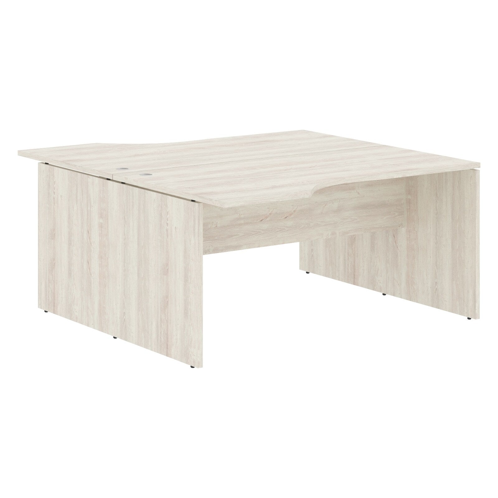 L SHAPE CLUSTER OF 02 WORKSTATION, MADE IN E1 LAMINATE CHIPBOPARD, WITH WOODEN MODESTY PANEL AND LEGS by Treejar | Souqify