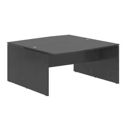 L SHAPE CLUSTER OF 02 WORKSTATION, MADE IN E1 LAMINATE CHIPBOPARD, WITH WOODEN MODESTY PANEL AND LEGS by Treejar | Souqify