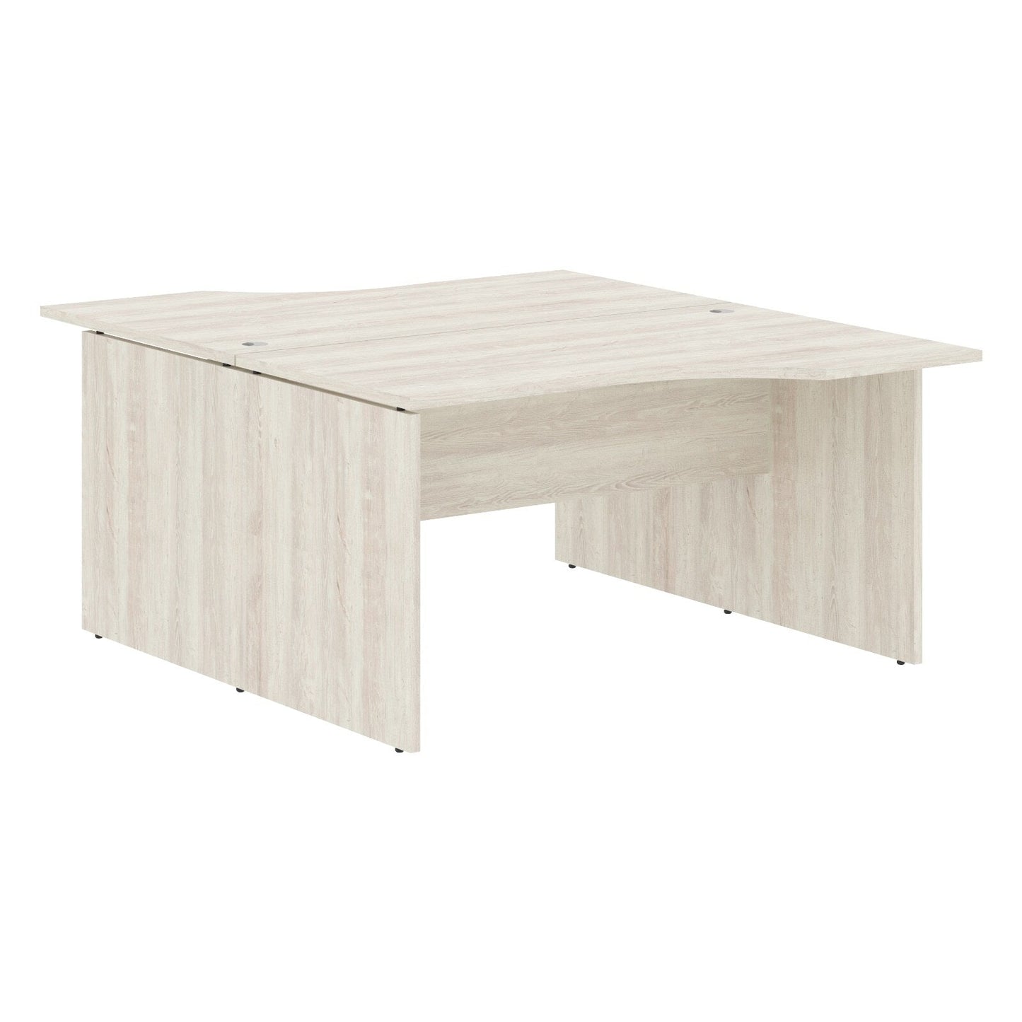 L SHAPE CLUSTER OF 02 WORKSTATION, MADE IN E1 LAMINATE CHIPBOPARD, WITH WOODEN MODESTY PANEL AND LEGS by Treejar | Souqify