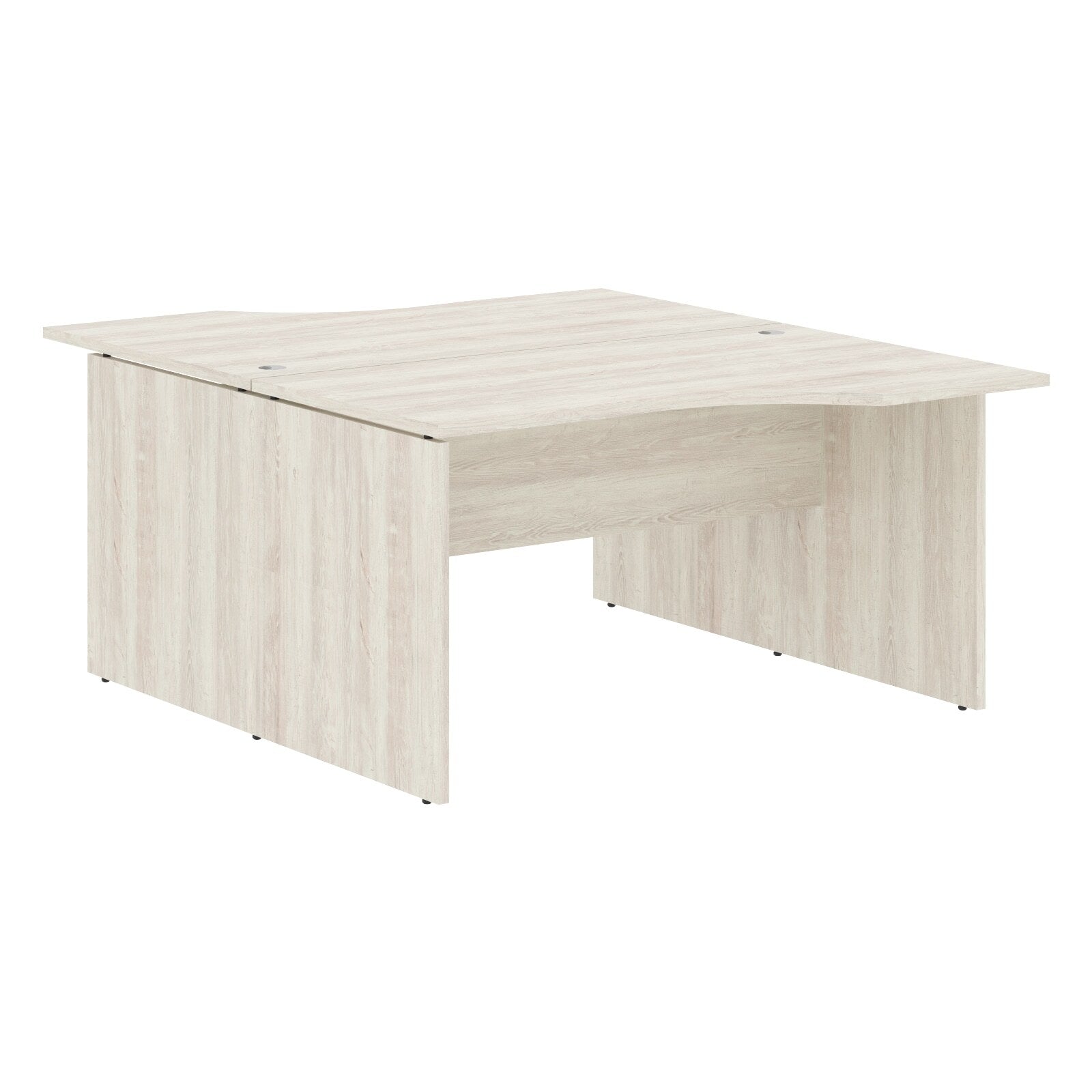 L SHAPE CLUSTER OF 02 WORKSTATION, MADE IN E1 LAMINATE CHIPBOPARD, WITH WOODEN MODESTY PANEL AND LEGS by Treejar | Souqify