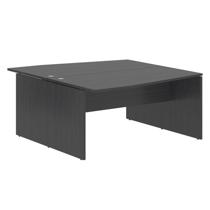 L SHAPE CLUSTER OF 02 WORKSTATION, MADE IN E1 LAMINATE CHIPBOPARD, WITH WOODEN MODESTY PANEL AND LEGS by Treejar | Souqify