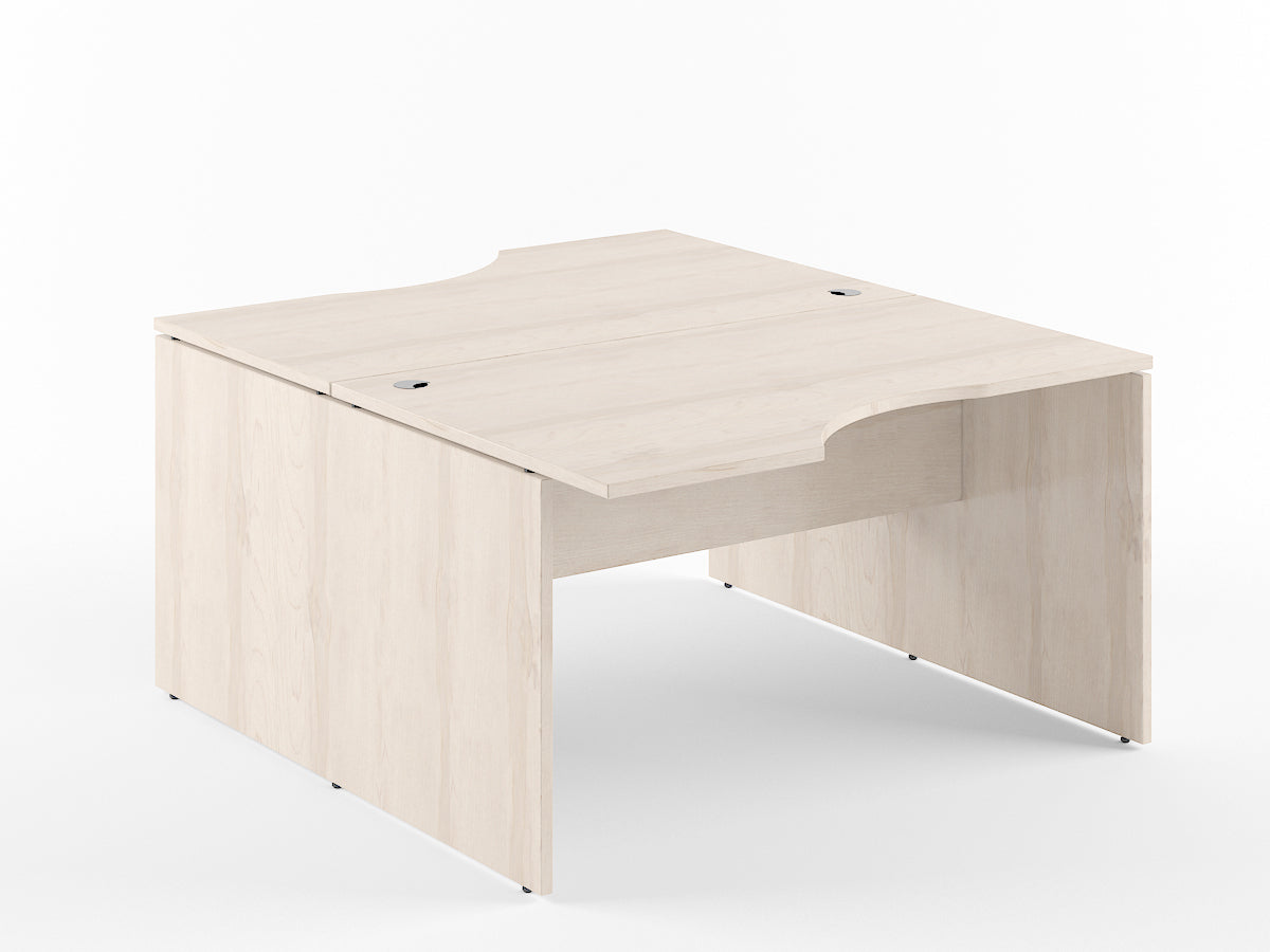 L SHAPE CLUSTER OF 02 WORKSTATION, MADE IN E1 LAMINATE CHIPBOPARD, WITH WOODEN MODESTY PANEL AND LEGS by Treejar | Souqify